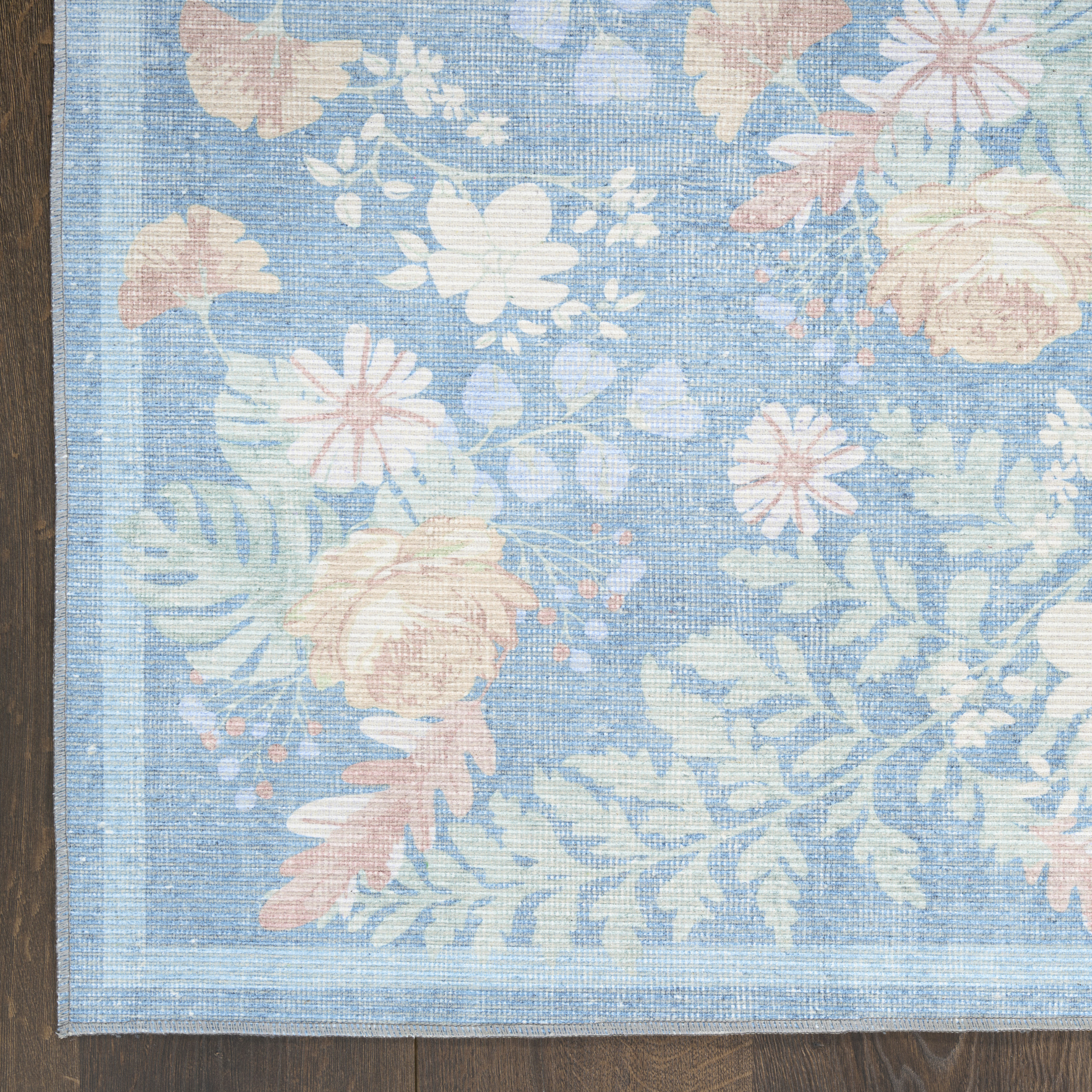 Nourison Botanical Washables 5' x 7' Blue Multicolor Farmhouse Indoor Rug