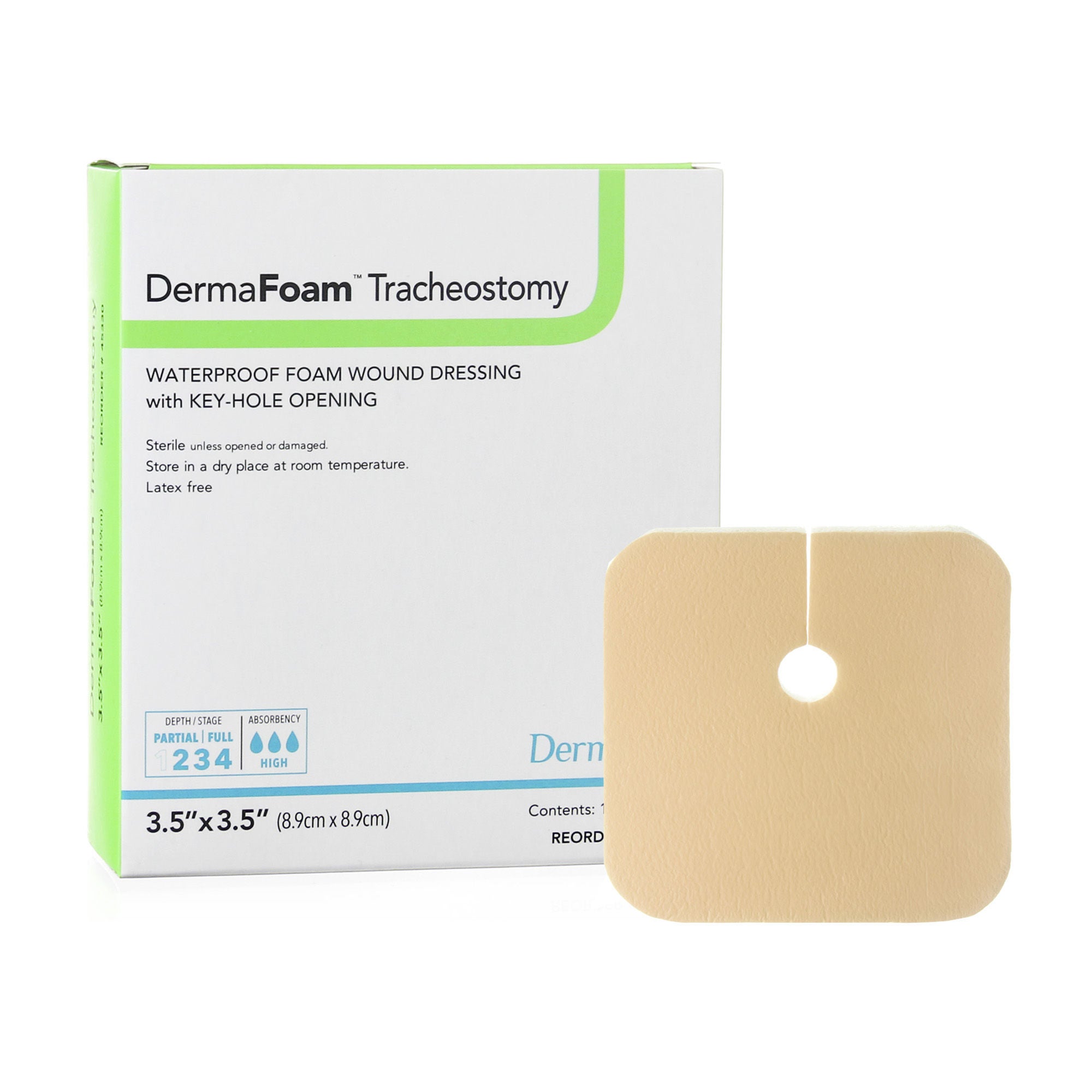 DermaFoam® Tracheostomy Nonadhesive without Border Foam Dressing, 3.5 x 3.5 Inch