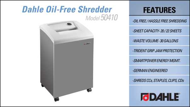 Dahle 50410 Oil Free Office Shredder InfoGraphic