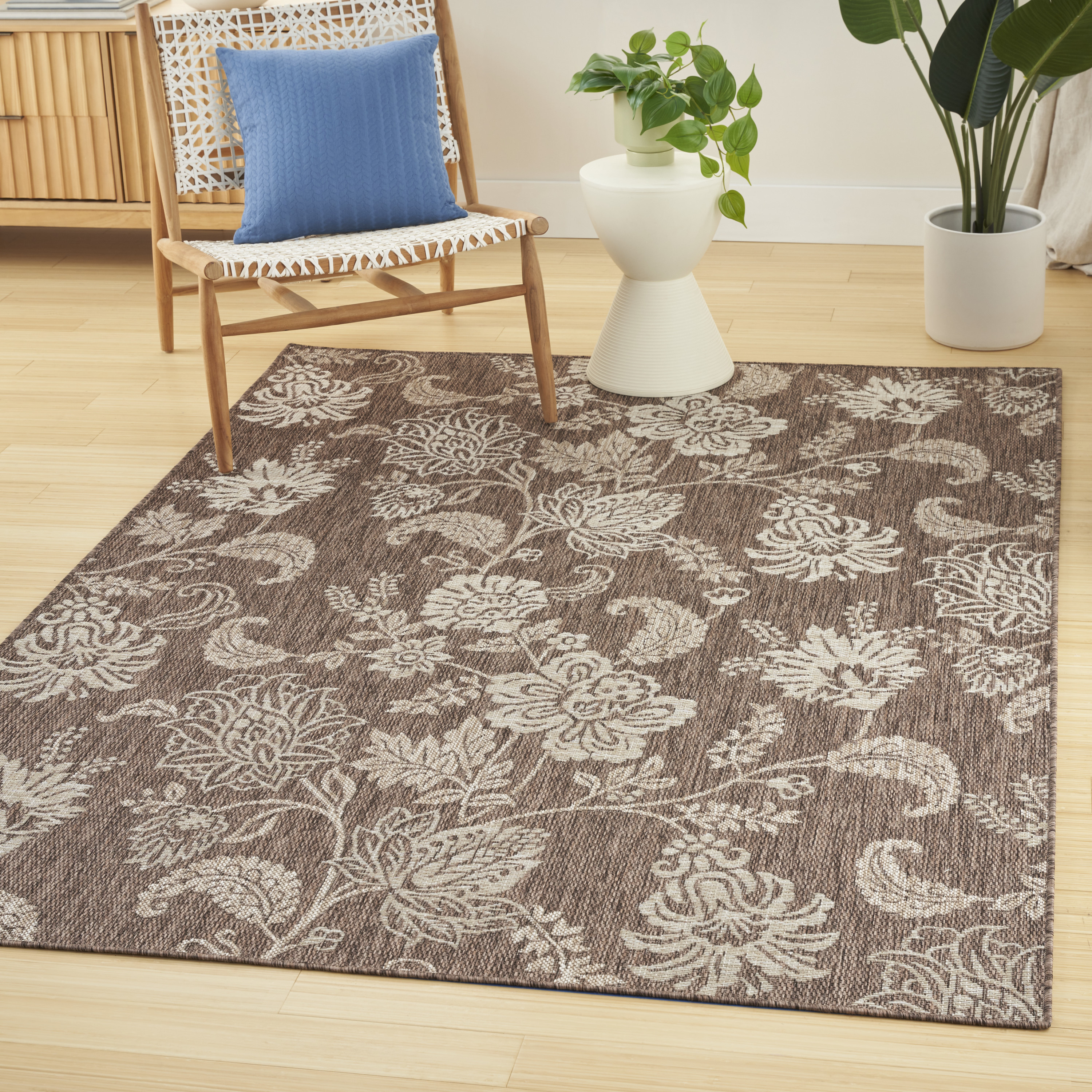 Nourison Garden Oasis 4' x 6' Mocha Tropical Rug