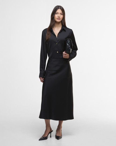 Saskia Satin Shirt Black