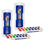 Prang&reg; Half Pan Watercolors, 16-Color Set with Brush, 2 Sets DIX01600-2