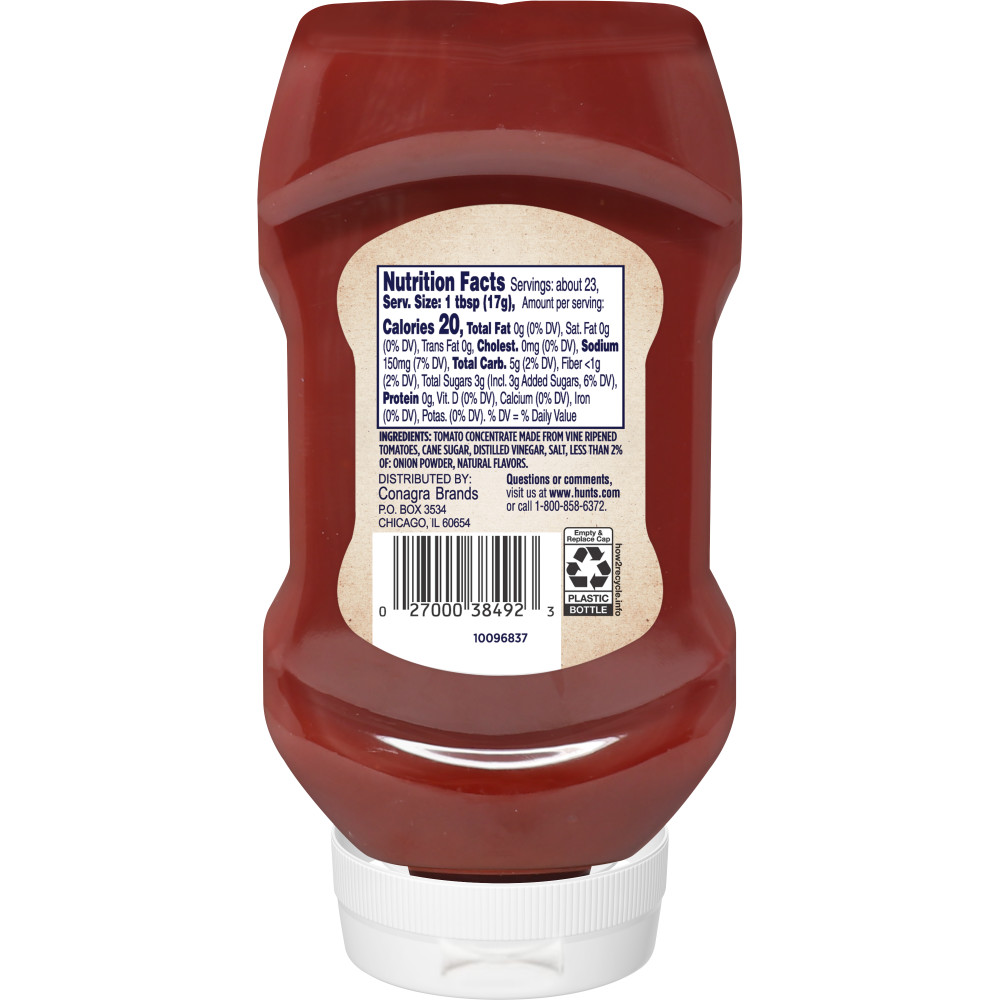 Hunt’s 100 Natural Tomato Ketchup, Inverted Red Bottle 20/14 oz