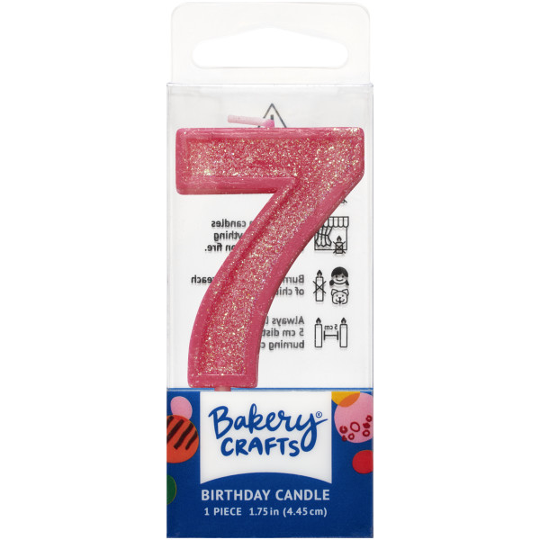 7 Mini Glitter Numeral Candles