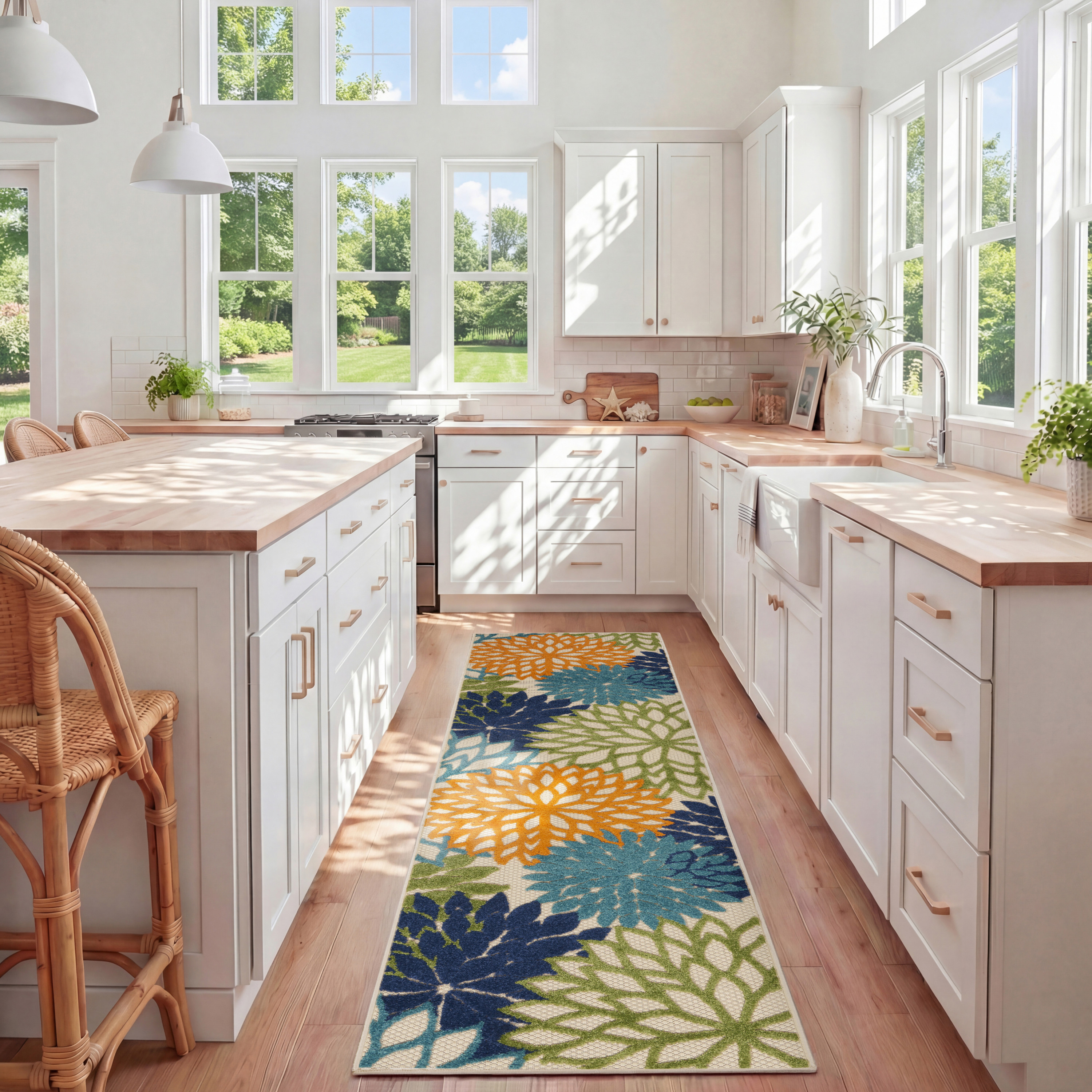 Nourison Aloha 2'3" x 10' Multicolor Tropical Rug