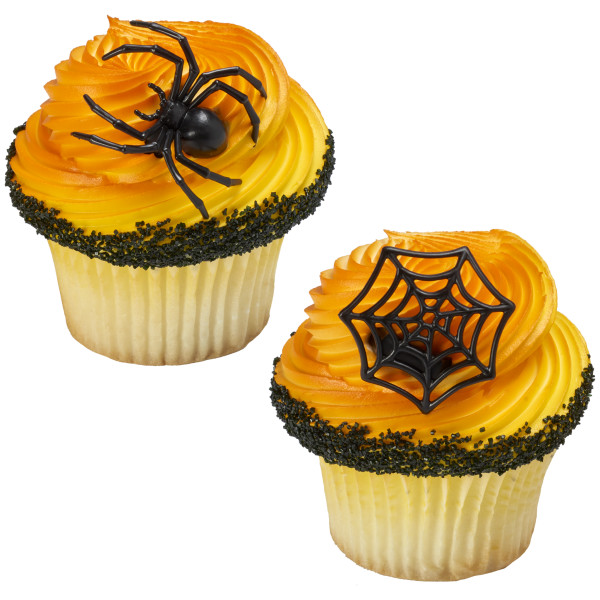 Ghoulish Spider and Web Cupcake Rings
