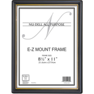 EZ Mount Document Frame, Black & Gold Plastic, 8.5x11 in