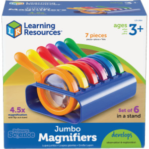 Primary Science Jumbo Magnifiers, Set of 6 with Stand