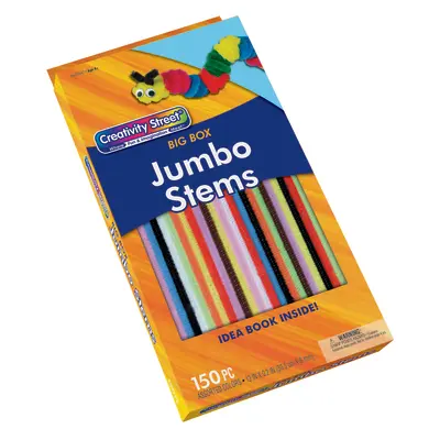 Creativity Street Jumbo Stems, Big Box,  Assorted Colors, 12" x 6 mm, 150 Pieces