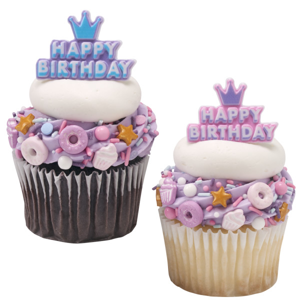 Happy Birthday Crown Cupcake Rings