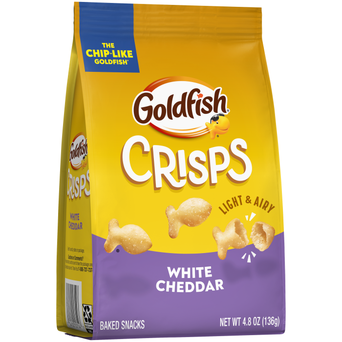 Goldfish® White Cheddar Baked Snacks, 4.8 oz, bag - Left Angle Image