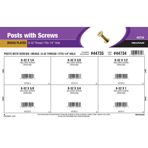 Brass-plated Posts with Screws Assortment