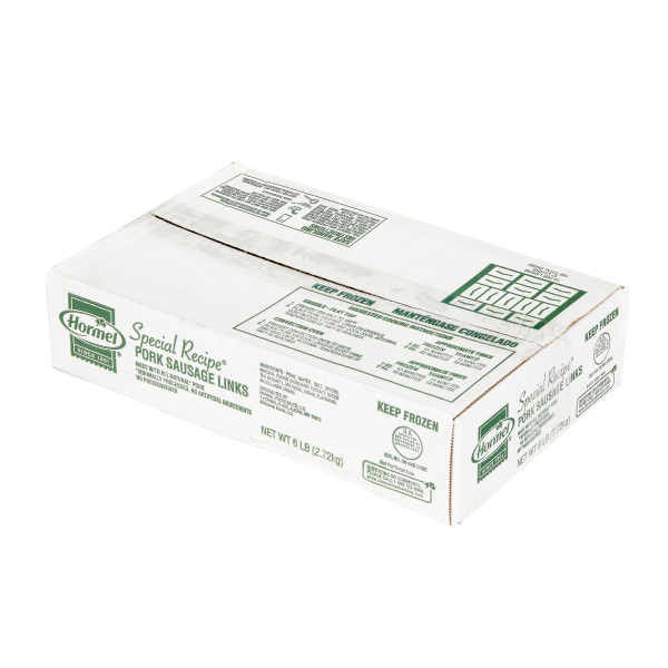 SPECIAL RECIPE(r) Sausage, Link, 96/1 oz, 6 lb . C1RA - Front Right Closed Case (Hi Res)