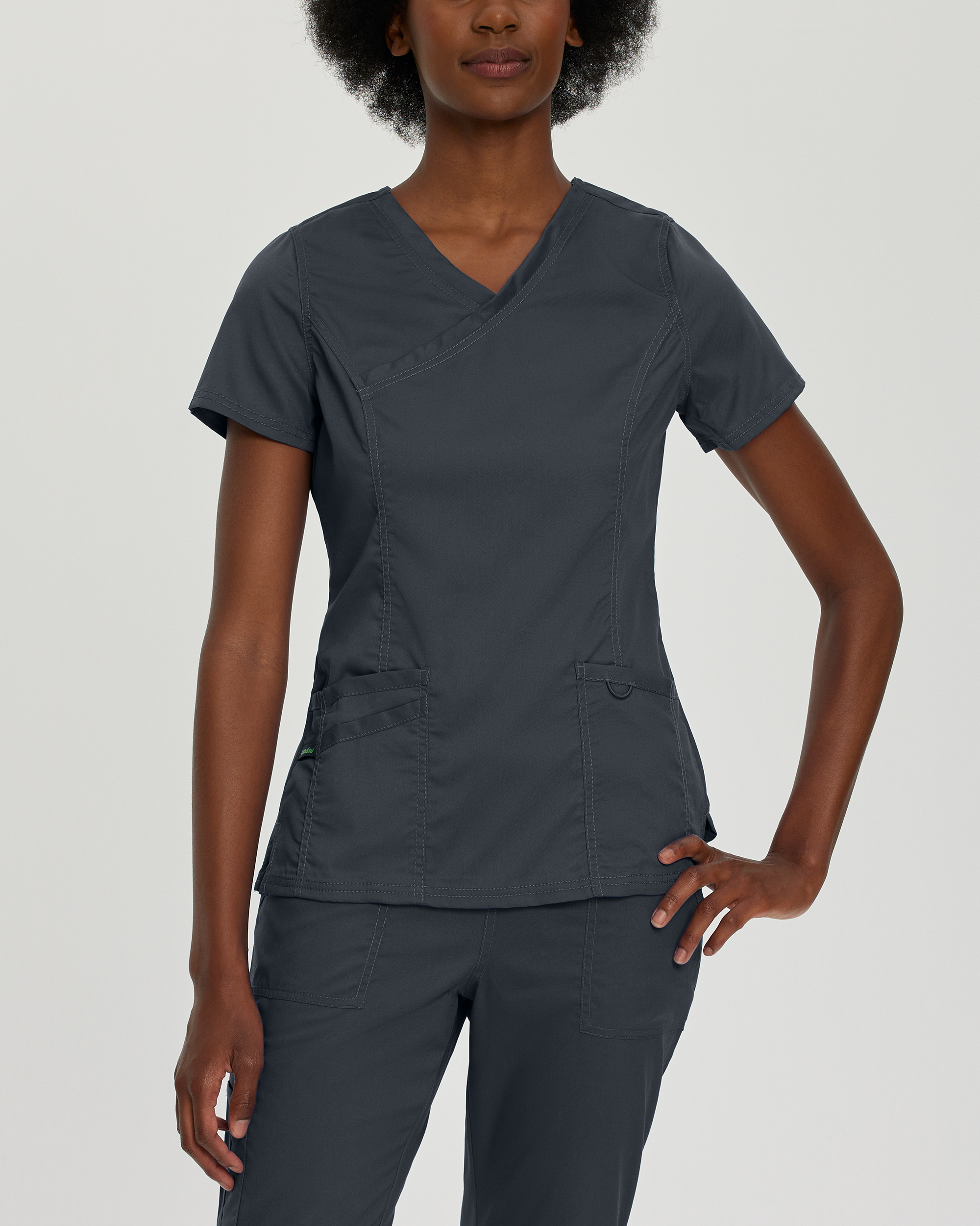 ProFlex 4161 Ladies 3 Pocket Faux Wrap Scrub Top by Landau-Landau