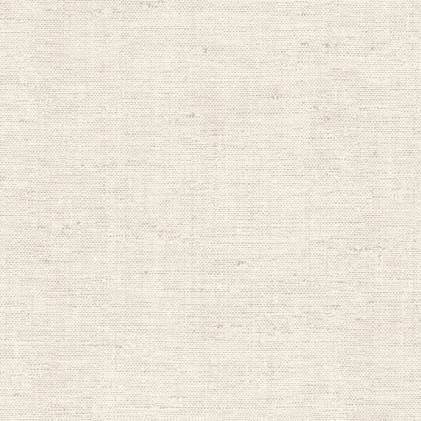 Beige woven fabric displaying a subtle horizontal weave, lying flat and evenly lit, showing coarse linen texture and faint speckles across a neutral, off-white background.