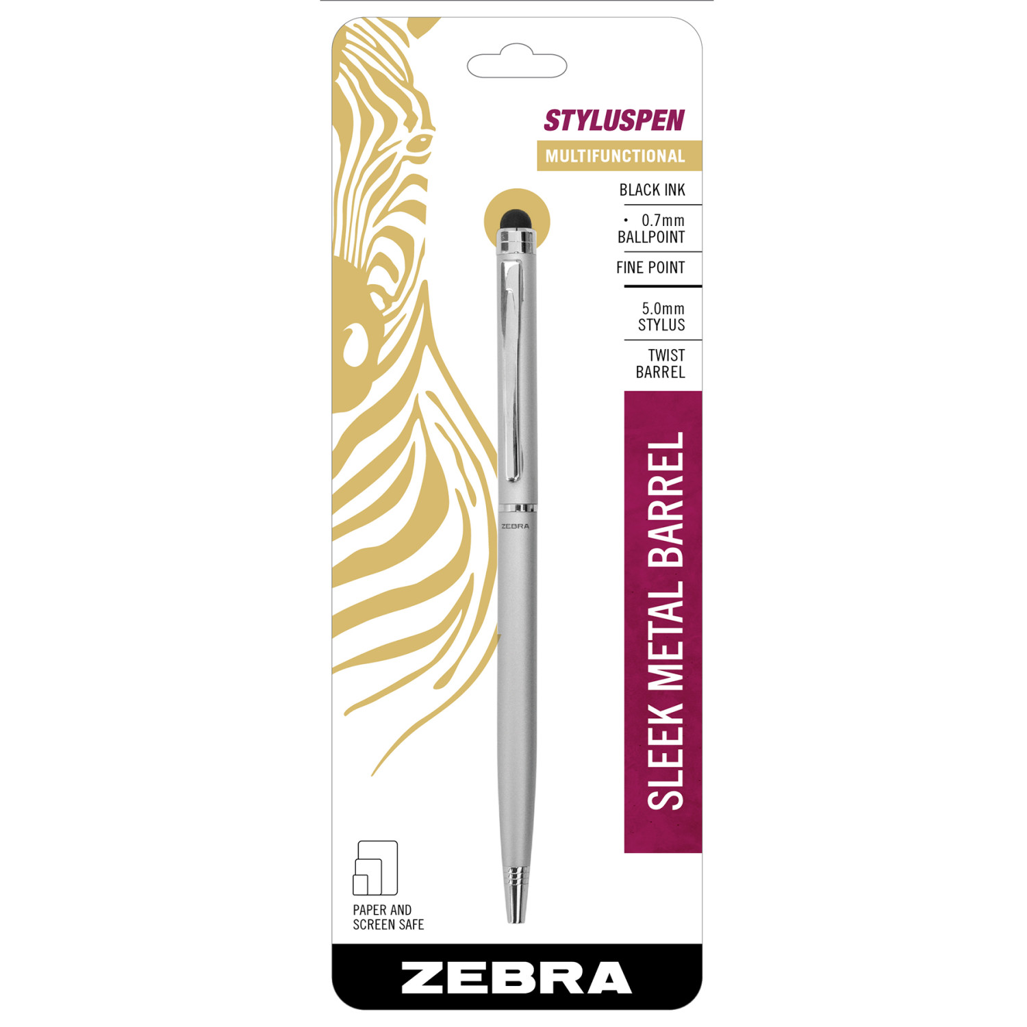 StylusPen Twist Ballpoint Pen, 0.7 mm, Black, 1-Pack