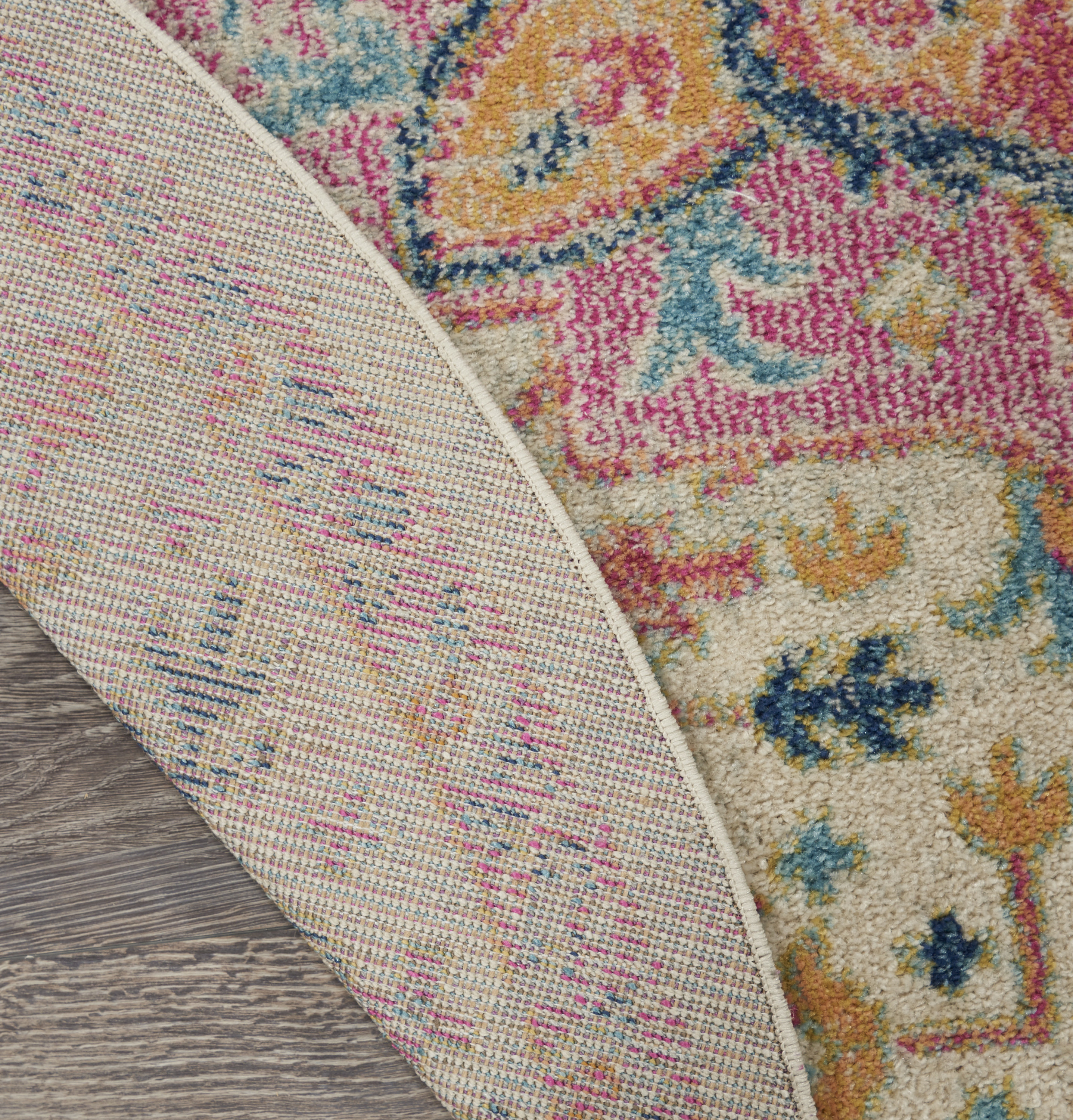 Nourison Passion 4' x Round Ivory Pink Bohemian Indoor Rug