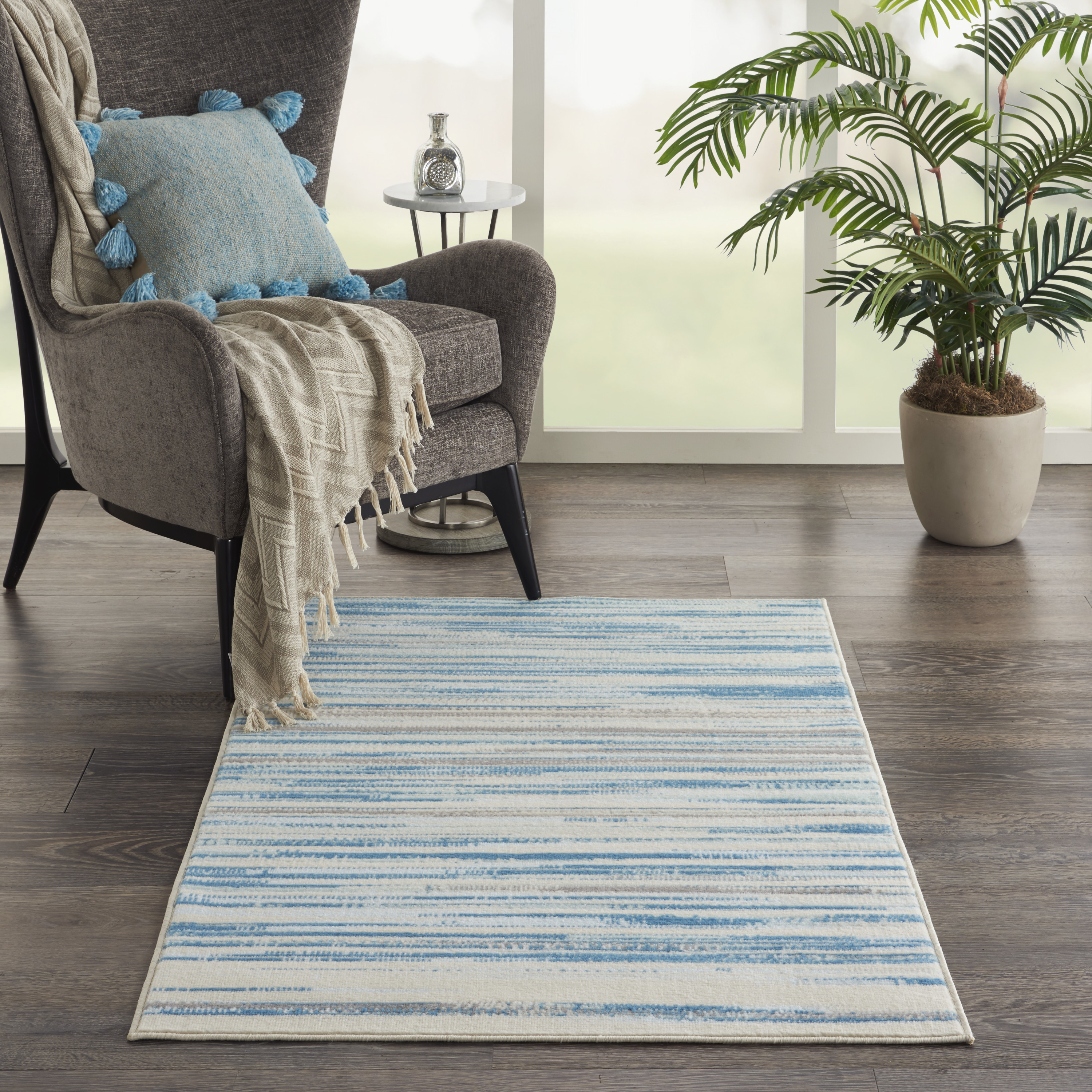 Nourison Jubilant 3' x 5' Blue Modern Indoor Rug