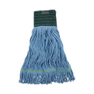 Boardwalk, Premium Standard Blend Looped-End Wet Mop Head with 1" Headband, Medium, Blue