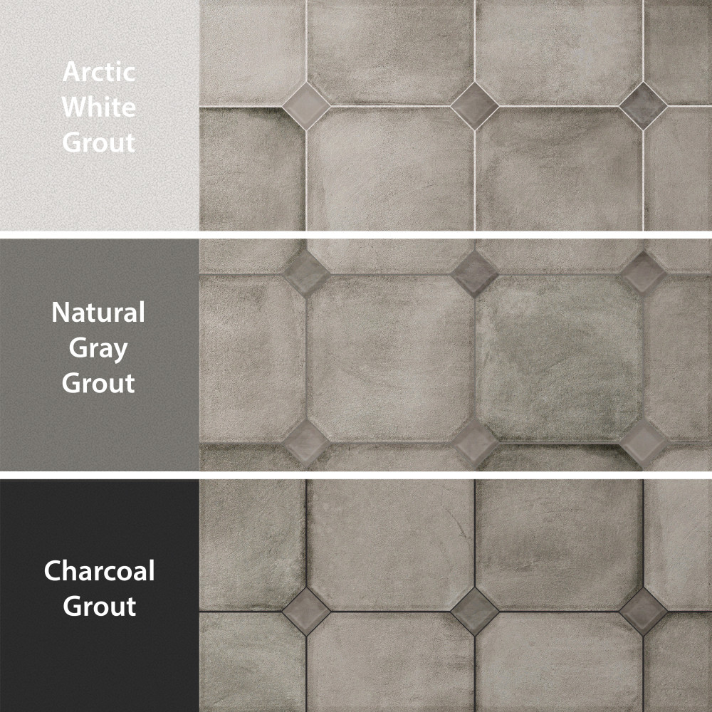 Laverton Octagon Grafito with Taco Grafito 7-7/8 in. x 7-7/8 in. Porcelain Floor and Wall Tile