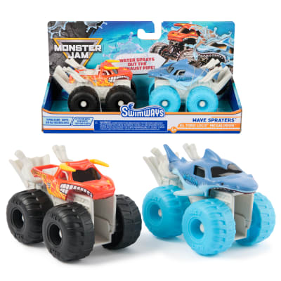 SwimWays Monster Jam Wave Sprayer Creature Pack, Megalodon & El Toro Loco Monster Truck 2-Pack, Kids Pool Toys, Pool Party Supplies, Monster Jam Toys for Kids Ages 4 & Up (No Batteries Required)