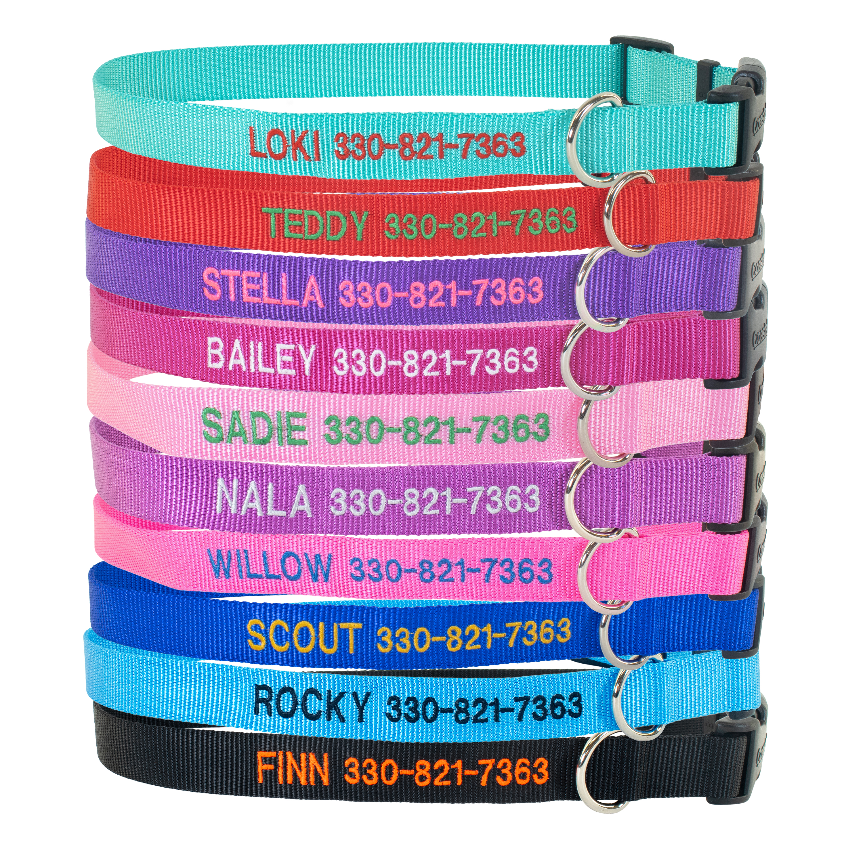 Coastal Adjustable Dog Collar with Plastic Buckle - Personalized