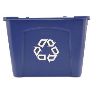 Rubbermaid Commercial, Recycling Bin, 14 gal, Resin, Blue, Rectangle, Receptacle