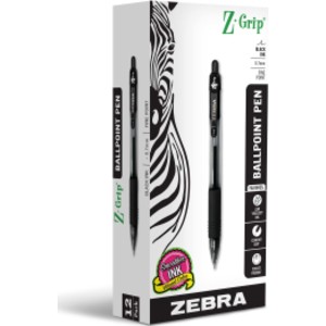 Z-Grip Flight Retractable Ballpoint Pen, 0.7 mm, Black, 12-Pack