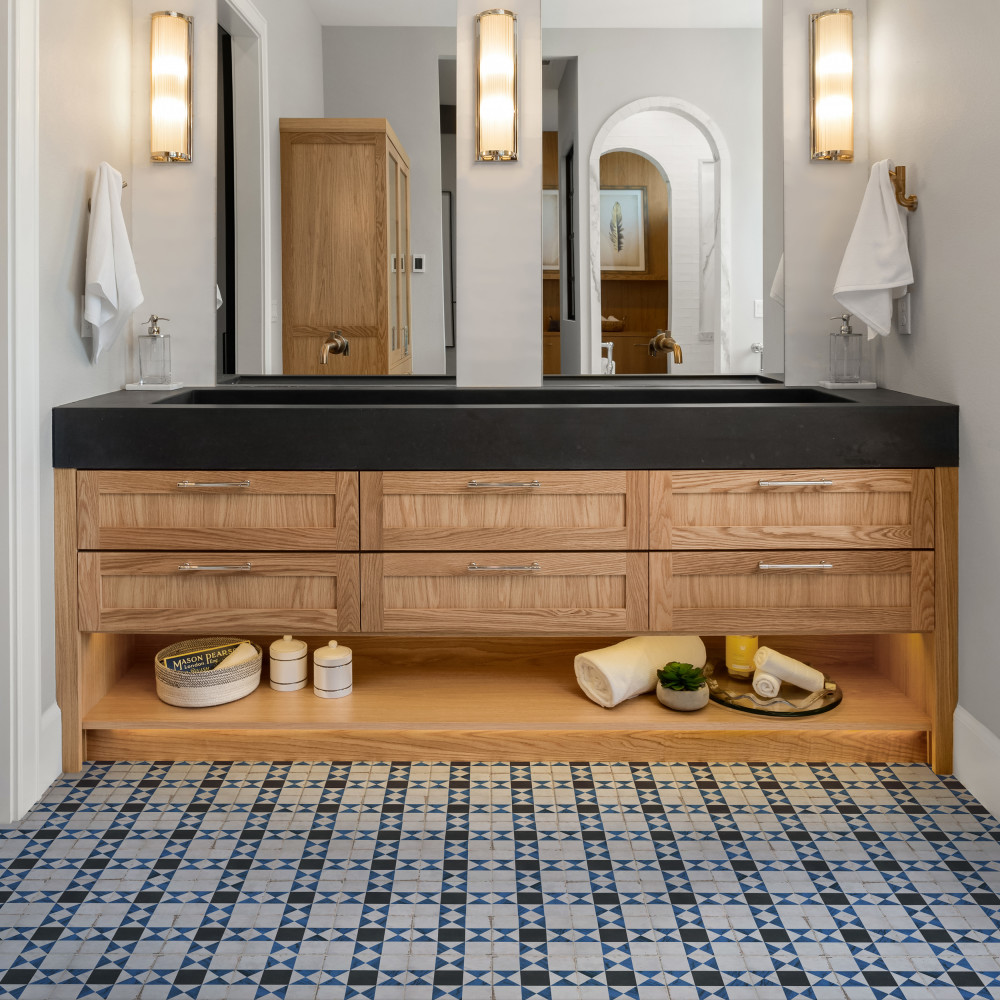 Renaissance Deco Indigo Cross 7-7/8 in. x 7-7/8 in. Porcelain Floor and Wall Tile