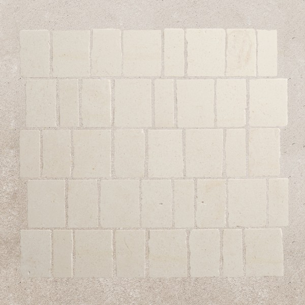 lapidary | rough cut mosaic sheet | white limestone (standard joint) 