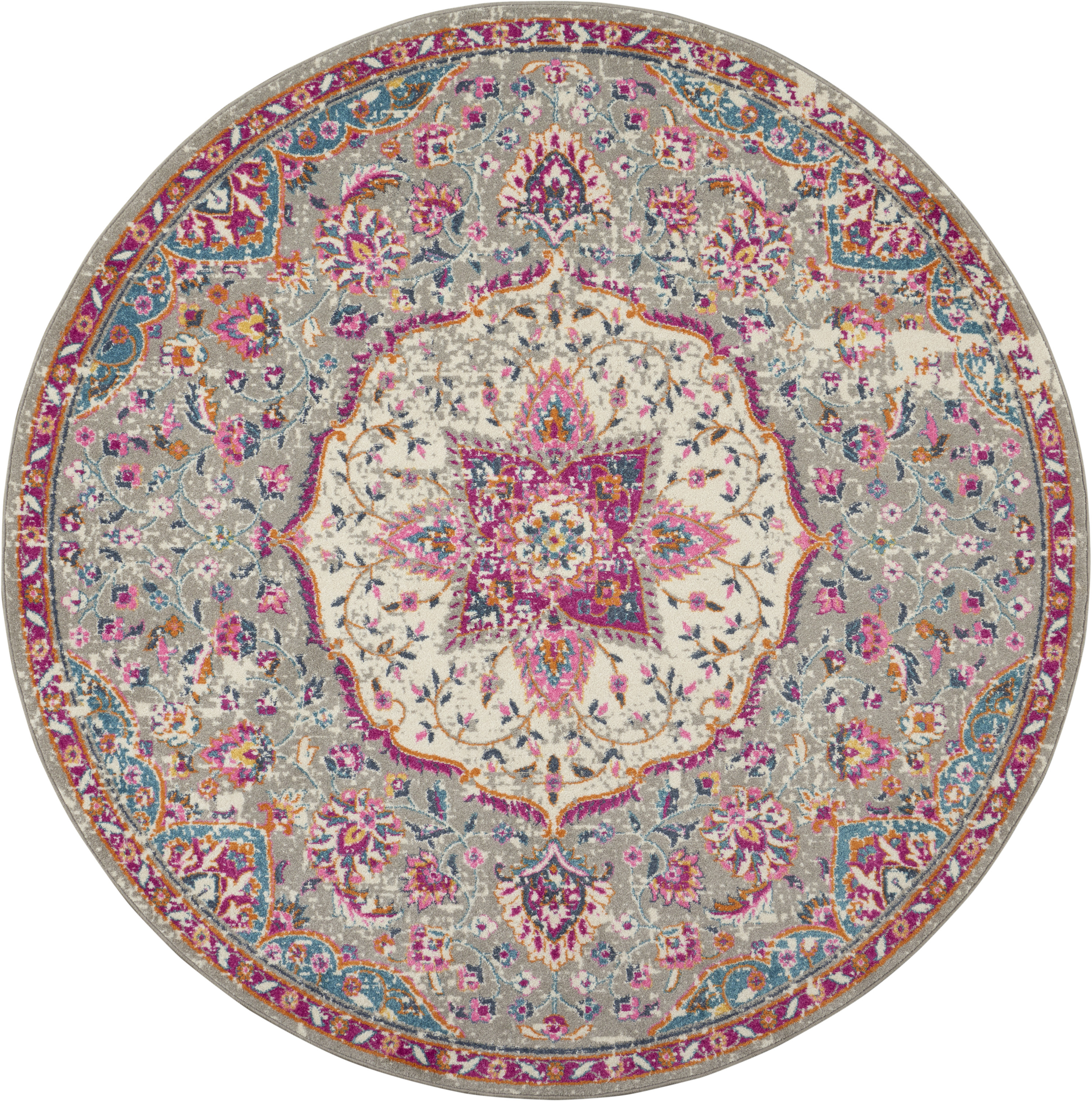 Nourison Passion 8' x Round Grey Multicolor Transitional Indoor Rug