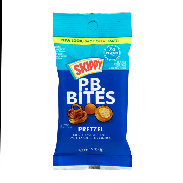 SKIPPY(r) P.B. Bites Pretzel, 1.5 oz Pouch . C1N1 - Front No Plunge In Package (Hi Res)