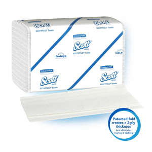 KIM01960, Kimberly Clark, Scott Pro Scottfold, Folded Towel, C-Fold, 1 ply, White