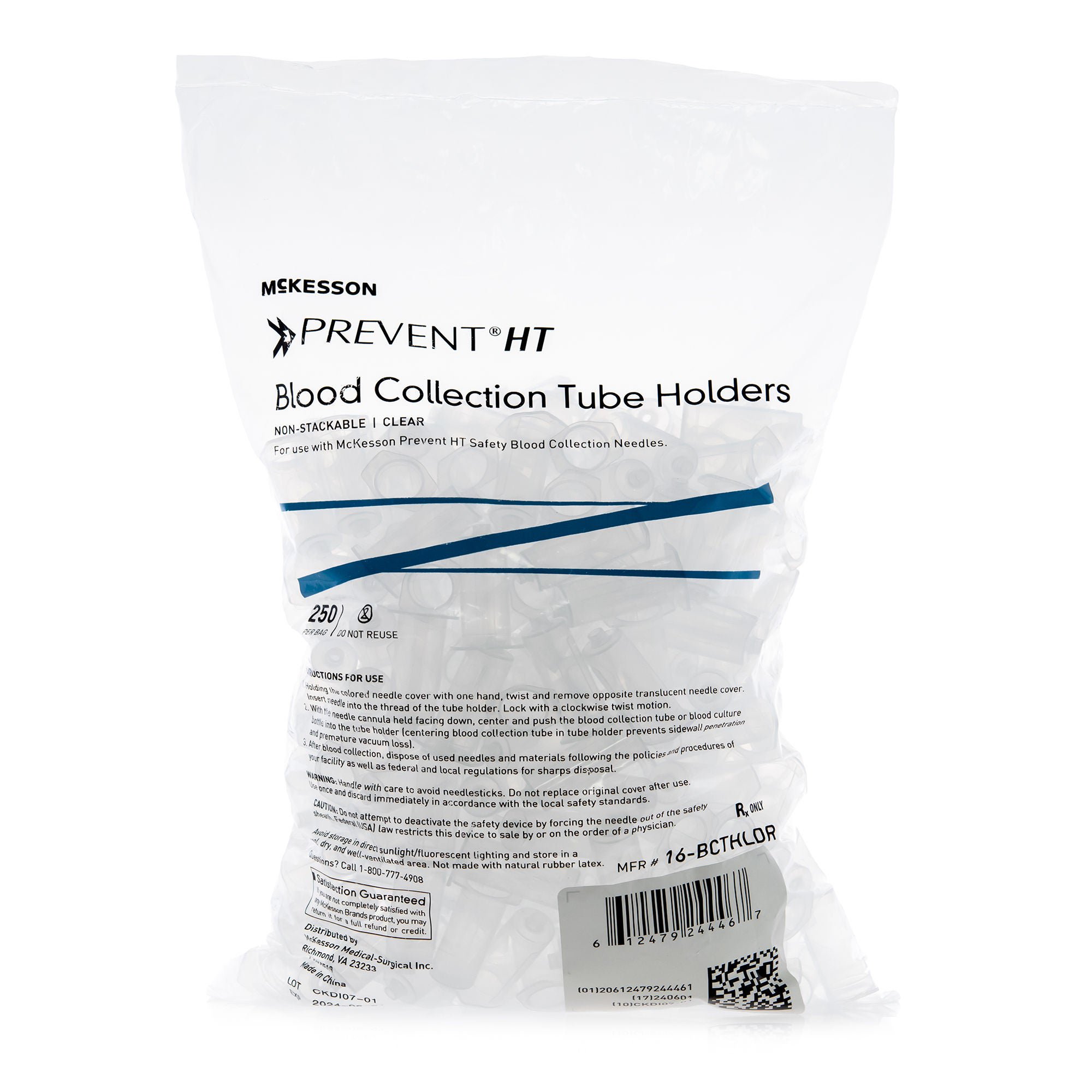 McKesson Prevent® HT Blood Collection Tube/Needle Holder, use w/ 13 & 16 mm Tube