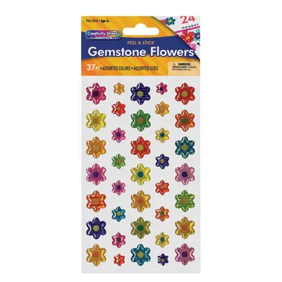 Creativity Street  Peel and Stick Gemstone Stickers, Flowers,  Assorted Sizes, 37 Pieces