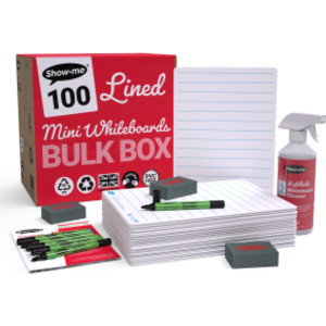 Bulk Box of 100 x Lined/Plain 8" x 12" Lapboards, with Pens, Erasers, Cleaner