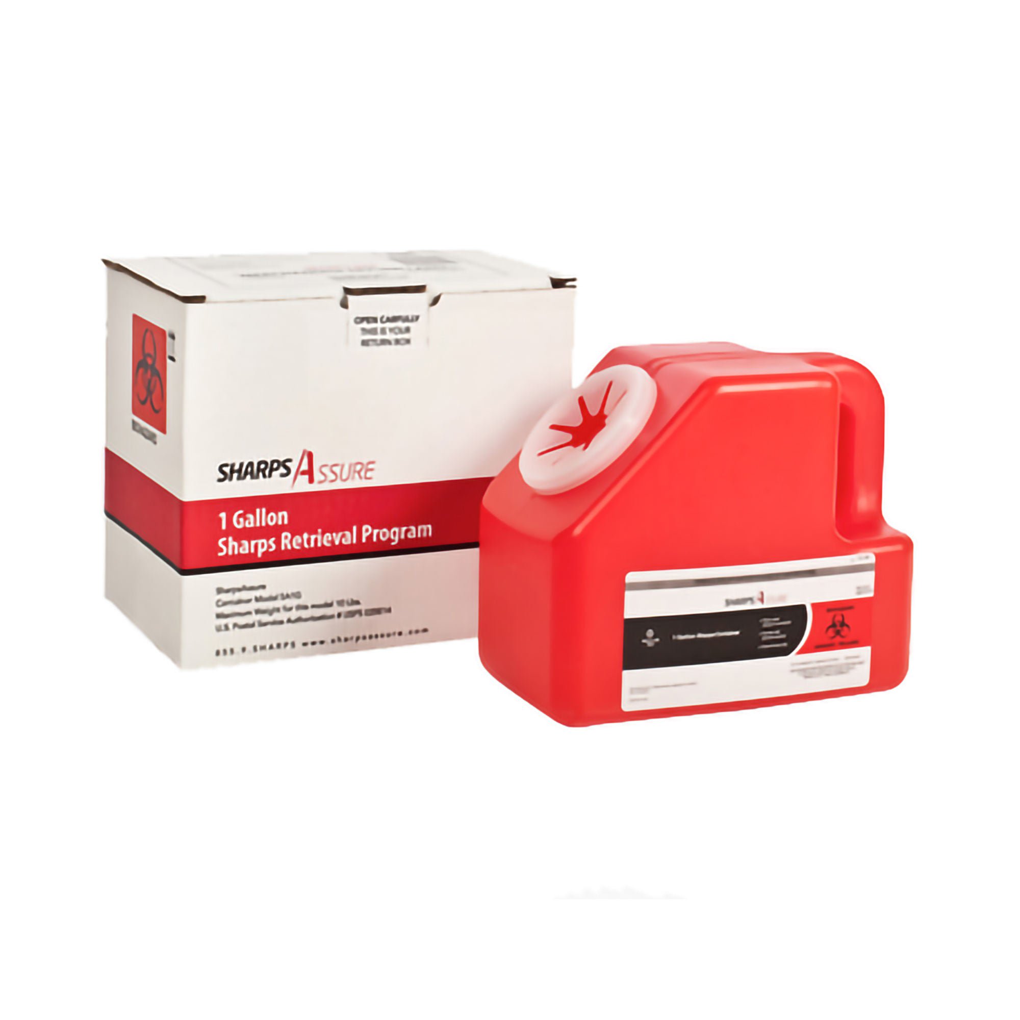 Sharps Assure Mail-Back Sharps Container, 1 Gallon, 9 x 5.5 x 7.3 Inch