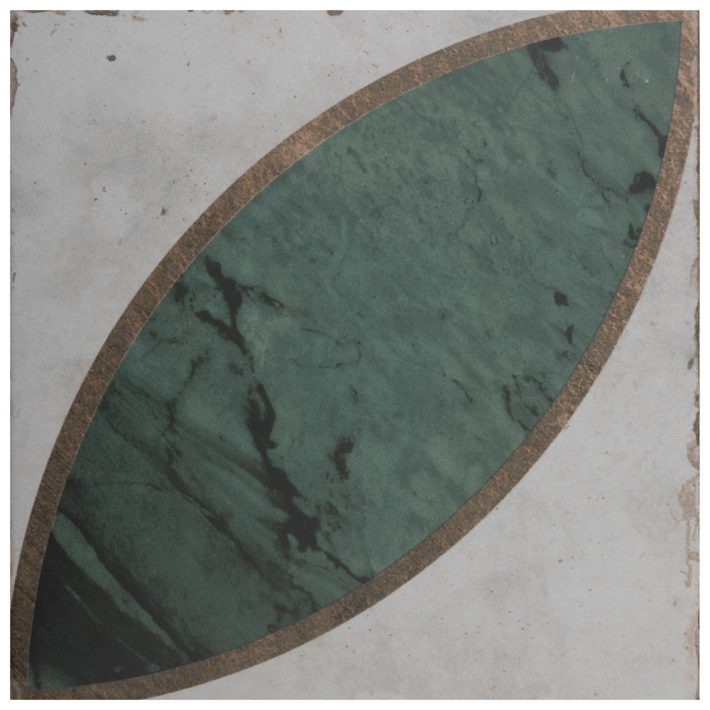 Renaissance Deco Emerald Mandorla 7-7/8 in. x 7-7/8 in. Porcelain Floor and Wall Tile