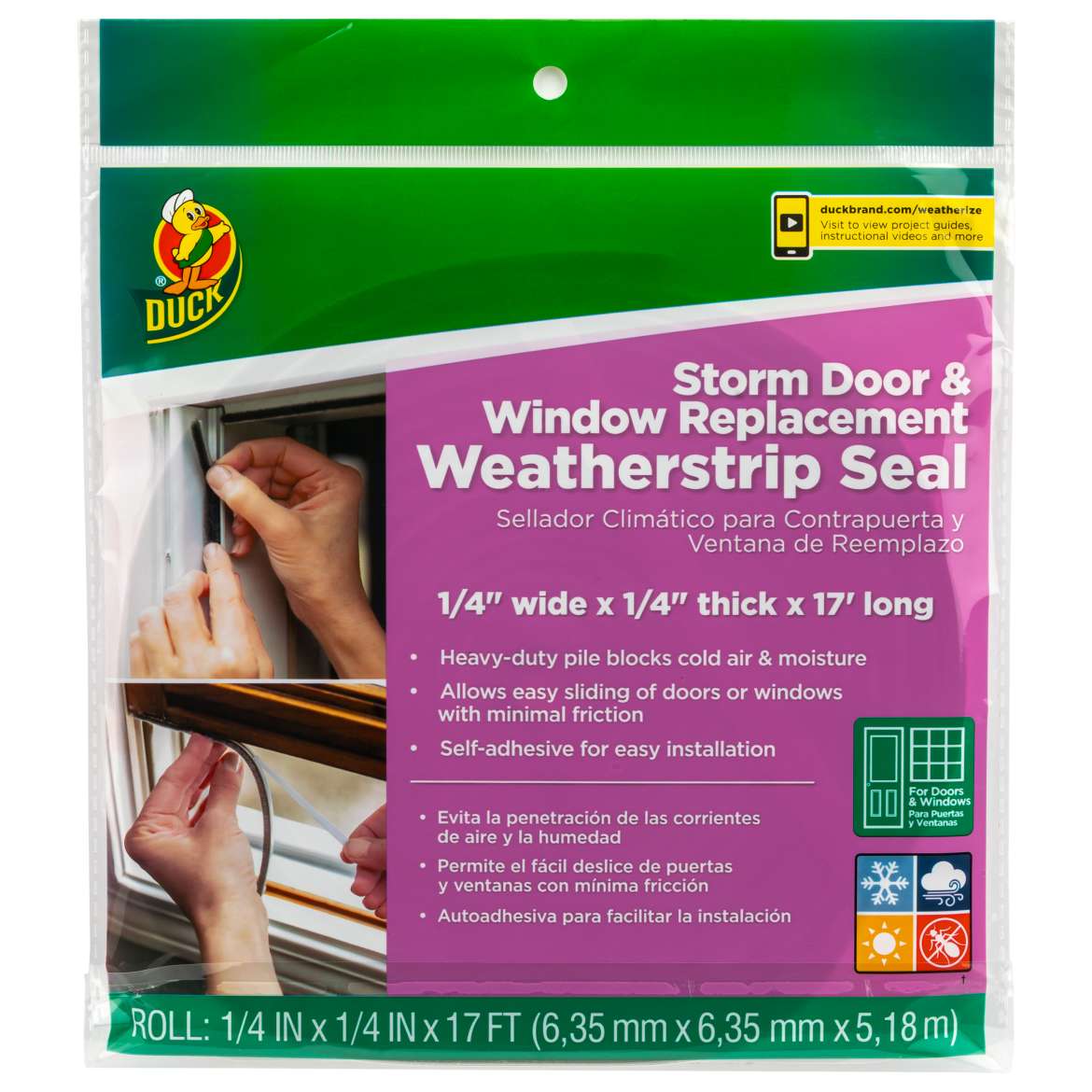 Duck® Storm Door & Window Replacement Weatherstrip Seal - .25 in. x .25 in. x 17 ft.