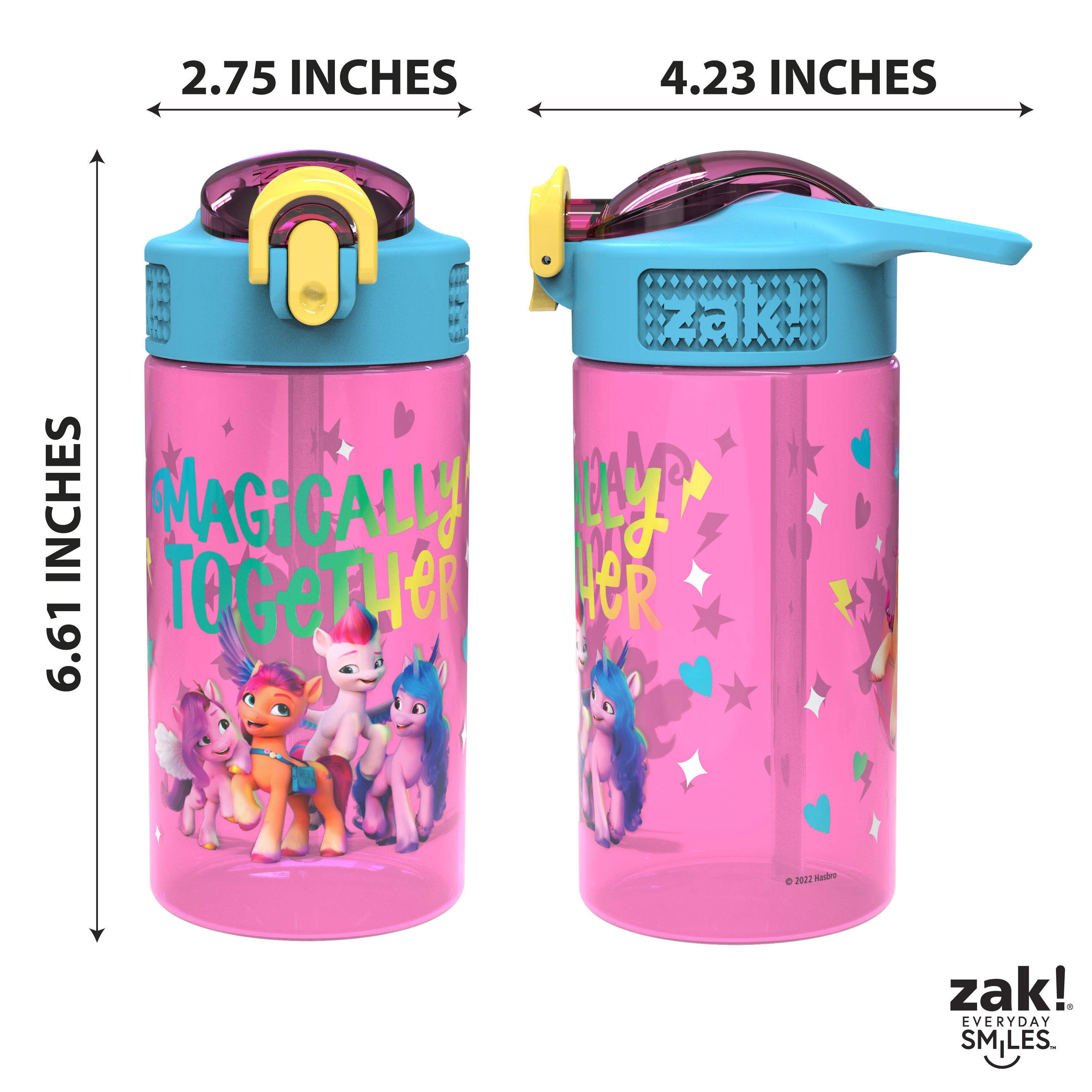 My Little Pony 16 ounce Reusable Plastic Water Bottle with Straw, Magically Together, 2-piece set slideshow image 5