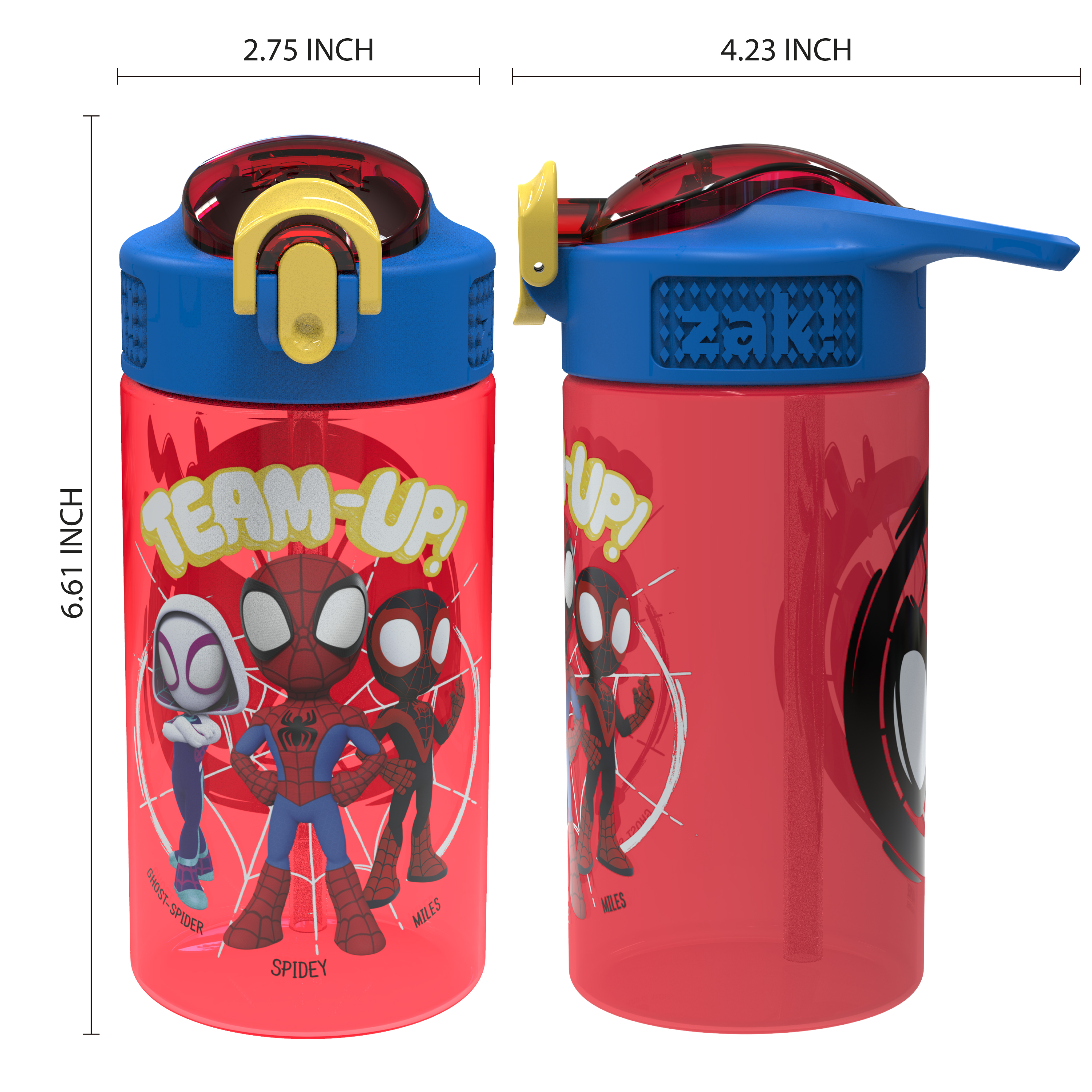 Spider-Man and His Amazing Friends 16 ounce Reusable Plastic Water Bottle with Straw, Spider-Friends, 2-piece set slideshow image 7