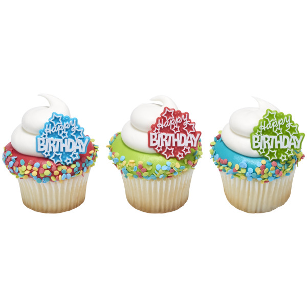 Happy Birthday Stars Cupcake Rings
