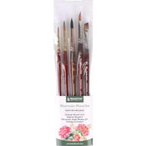 Floral Brush Set, Short Handle Watercolor Paintbrush, Assorted, 5 Pieces