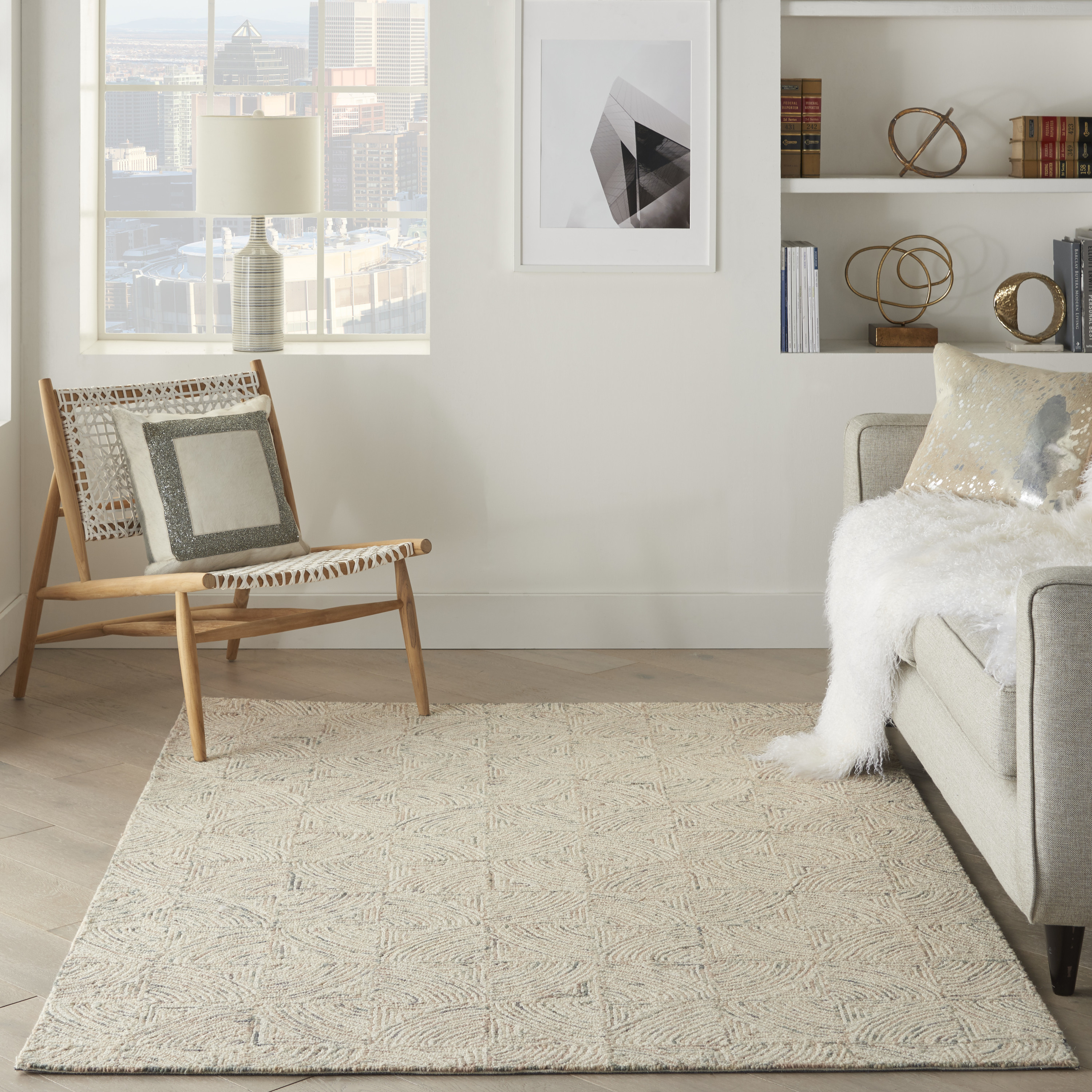 Nourison Interlock 3'9" x 5'9" Ivory Multicolor Modern Indoor Rug