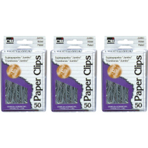 Jumbo Paper Clips, Pack of 50, Silver, 3 Packs