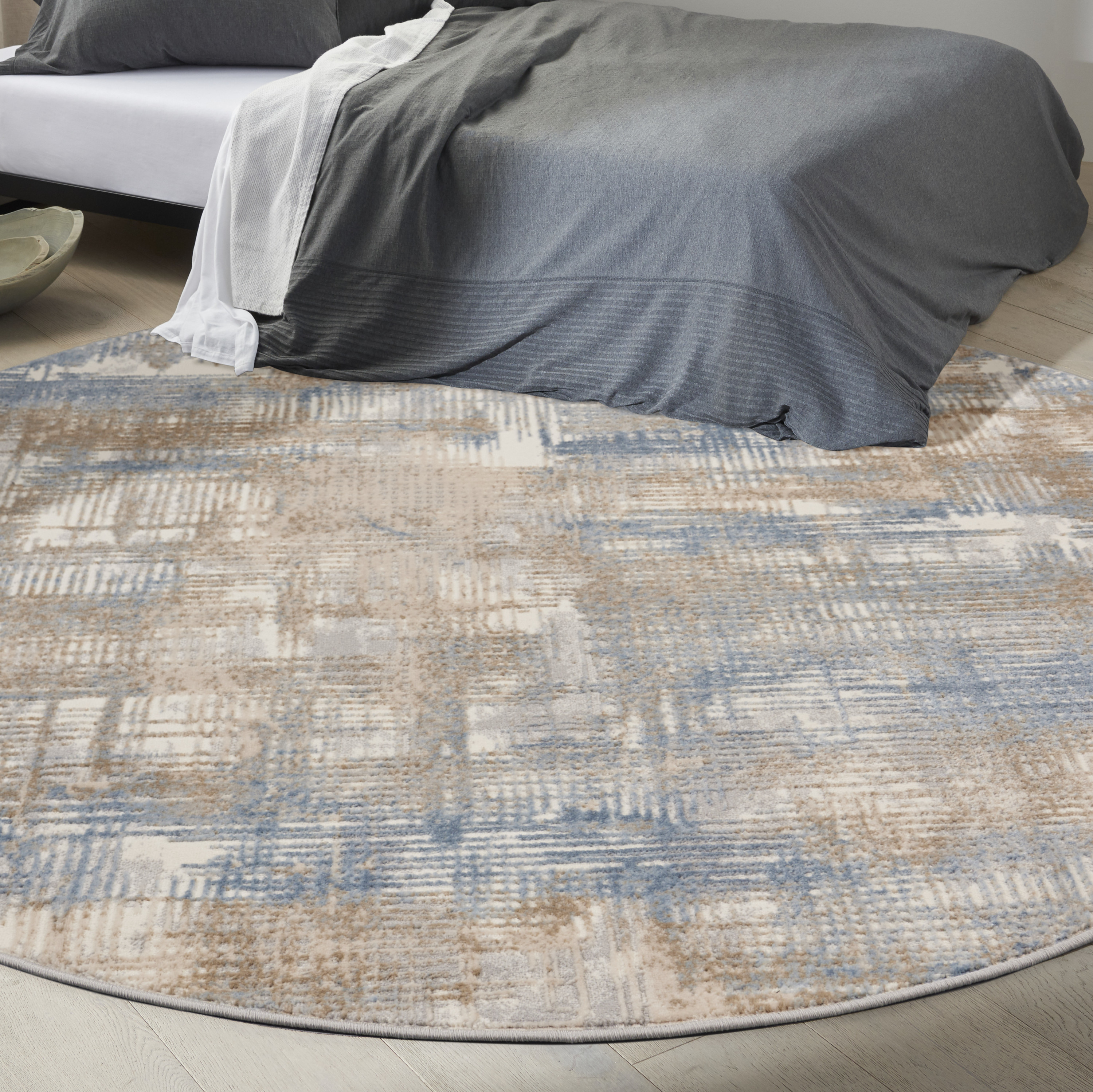 Calvin Klein CK950 Rush 8' x Round Blue Beige Modern Indoor Rug