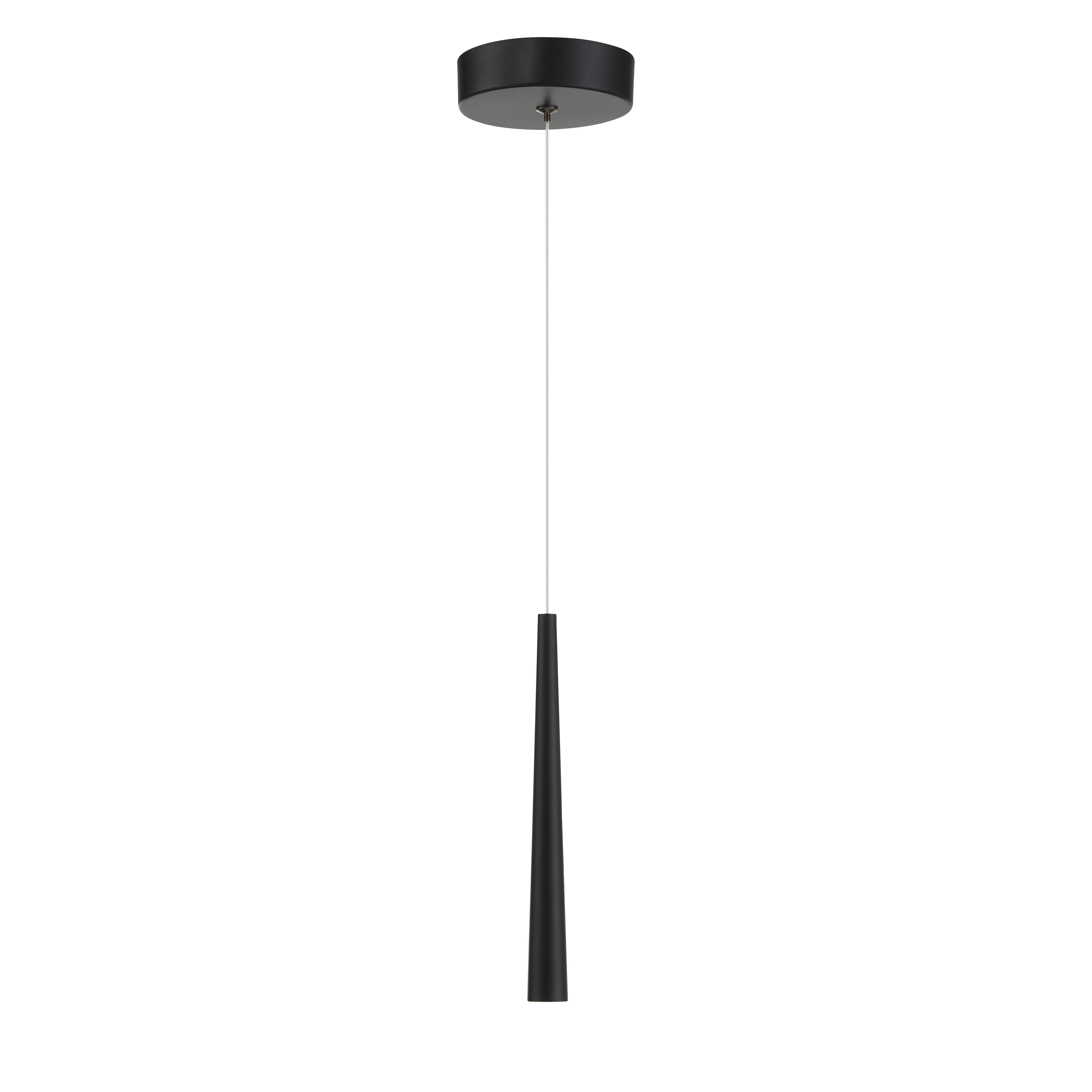 The Stretch Mini Pendant delivers modern minimalism with its ultra-slim 1-inch profile and coal black finish. Built-in LED technology provides efficient, high-CRI illumination ideal for task areas and accent lighting. - alternate view