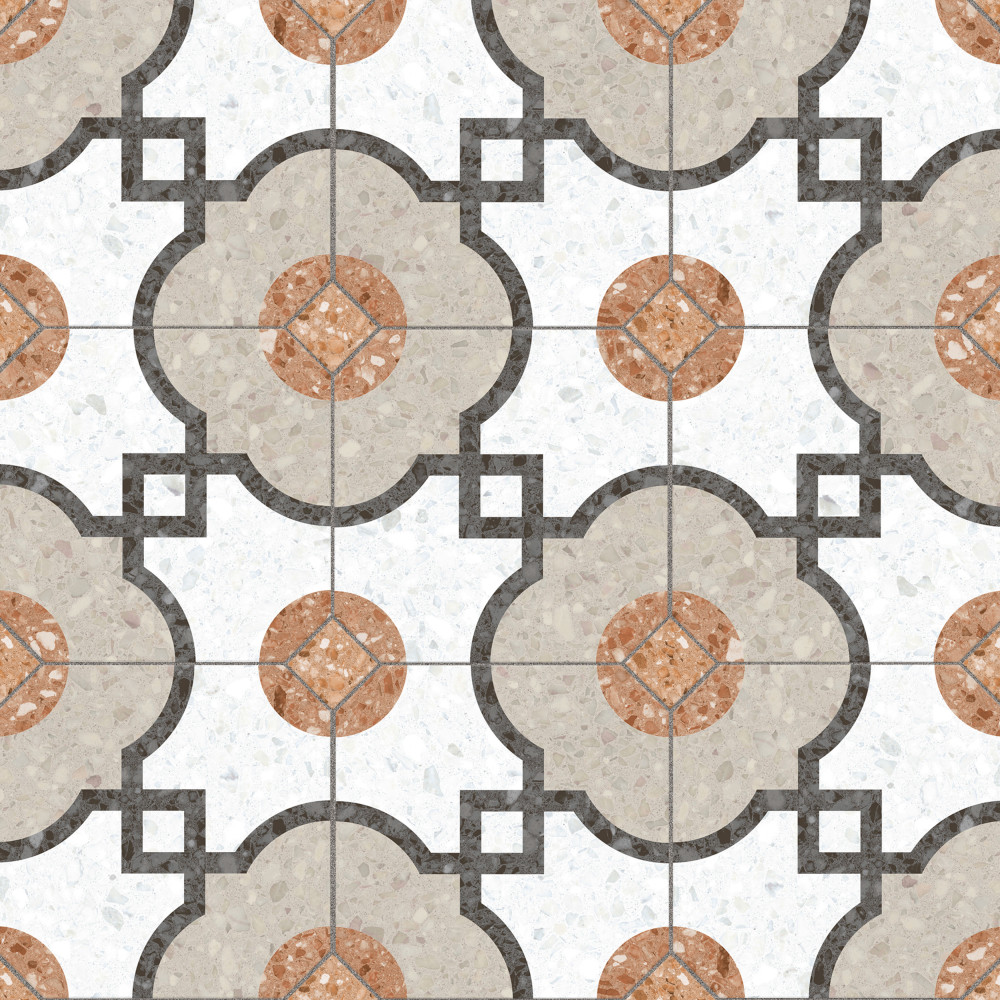 Riviera Octagon Grimaud Multicolor with Taco Rojizo 7-7/8 in. x 7-7/8 in. Porcelain Floor and Wall Tile