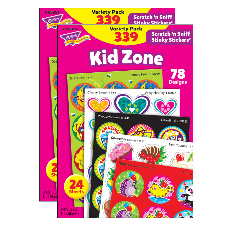 Kid Zone Stinky Stickers® Variety Pack, 339 Count Per Pack, 2 Packs