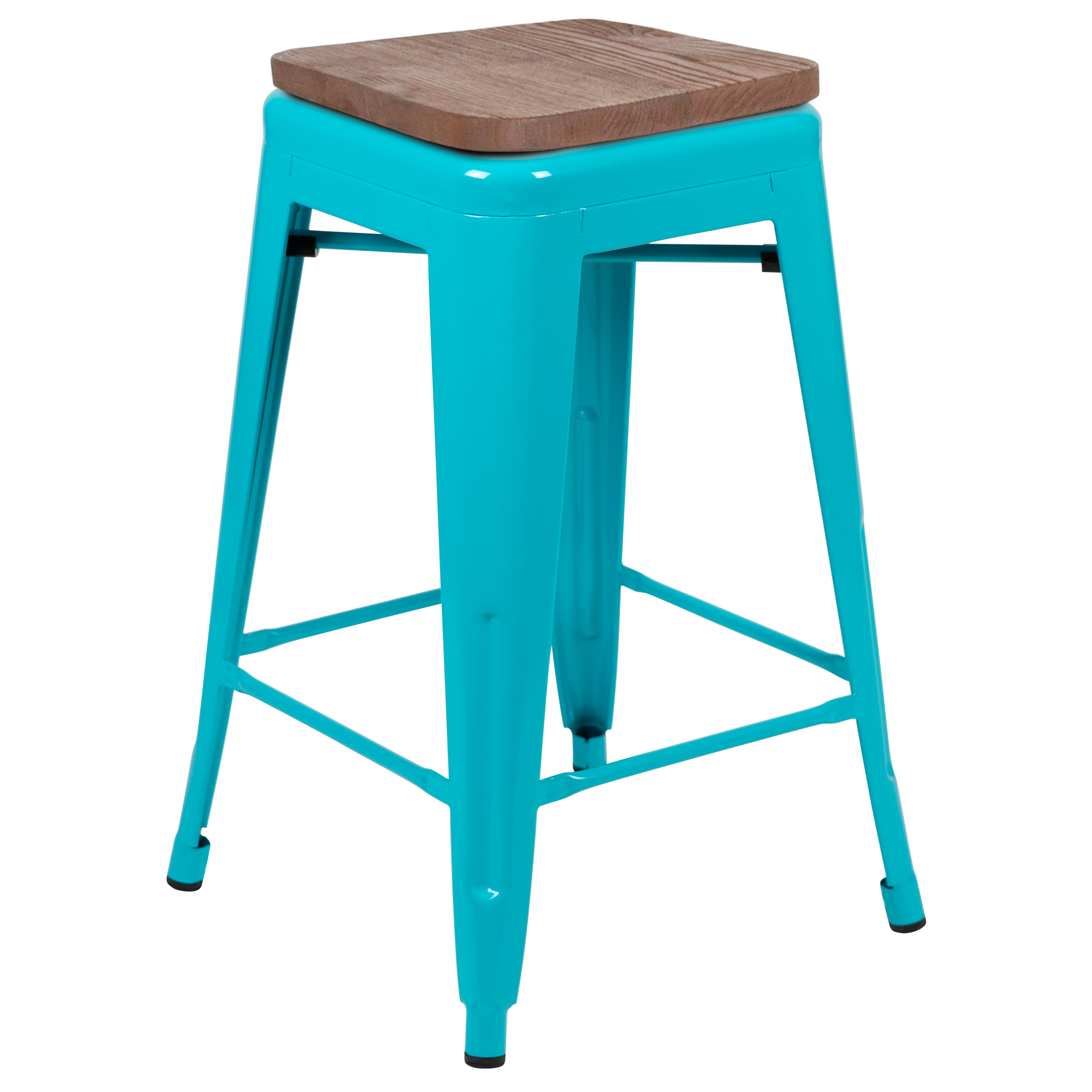 Cierra 24" High Metal Counter-Height, Indoor Bar Stool with Wood Seat in Gun ... - Picture 49 of 49